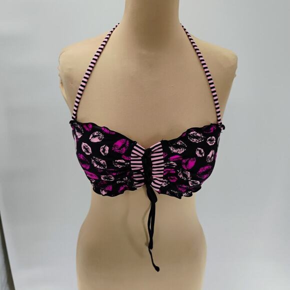 BETSEY JOHNSON Sexy POP Art BY THE POOL Retro Faces BIKINI Swimsuit L - Picture 5 of 14